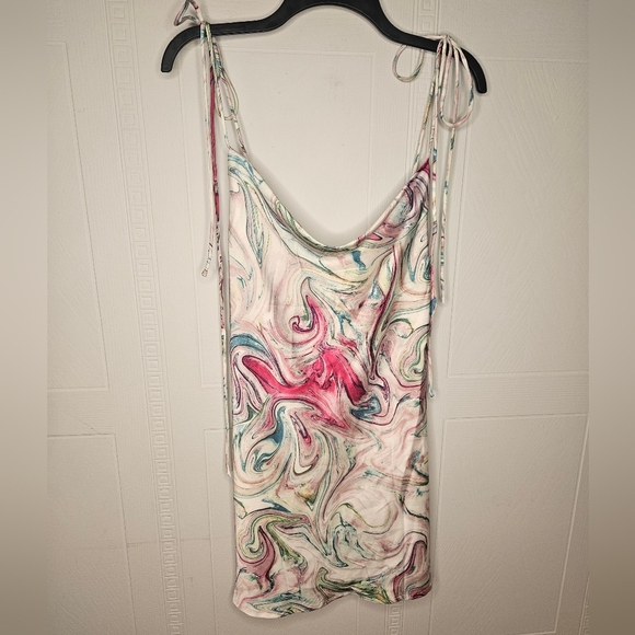 Princess Polly Cherish Mini Multi Swirl Tie Strap Cowl Neck  Slip Dress Sz 2 NWT - Picture 7 of 16